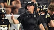 Purdue Boilermakers head coach Barry Odom gives a thumbs up