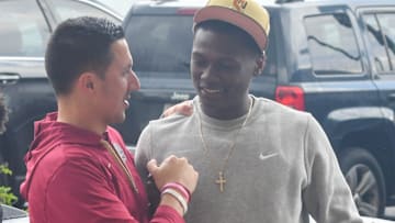 Florida State GM Darrick Yray greets 5-star prospect Charles Lester on Friday, March 10, 2023.

Charleslester 1 Of 1