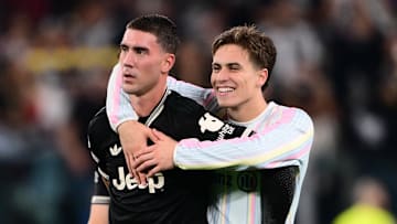 Juve's Dusan Vlahovic, left, and Kenan Yildiz have a clear understanding between them on how to break down opponents