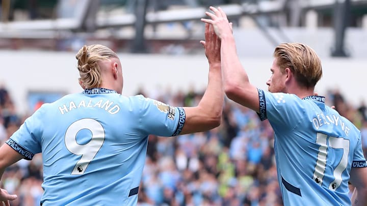 Erling Haaland (left) and Kevin De Bruyne (right) lead Manchester City into another Champions League campaign.