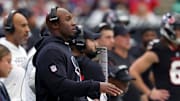Nov 2, 2025; Houston, Texas, USA; Houston Texans head coach DeMeco Ryans during the first half against the Denver Broncos at NRG Stadium. Mandatory Credit: Thomas Shea-Imagn Images