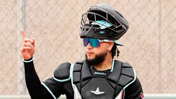 Arizona Diamondbacks catcher Jose Herrera during spring training practice at Salt River Fields at Talking Stick in Scottsdale on Feb. 13, 2025.
