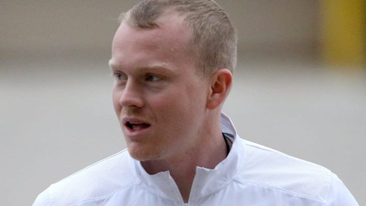 Notre Dame linebackers coach Max Bullough at Notre Dame spring football practice