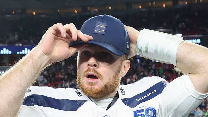 Sam Darnold of the Seattle Seahawks postgame