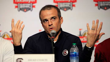 South Carolina Gamecocks head coach Shane Beamer responds to questions during a media press conference Thursday, Dec. 29, 2022 at TIAA Bank Field in Jacksonville. Friday the Notre Dame Fighting Irish will take on host South Carolina Gamecocks in the TaxSlayer Gator Bowl. Players also met with teens and children battling a life-threatening illness, associated with the local wish-granting organization, \"Dreams Come True.\"

Jki 122922 Final Gator Bowl Pcs 35