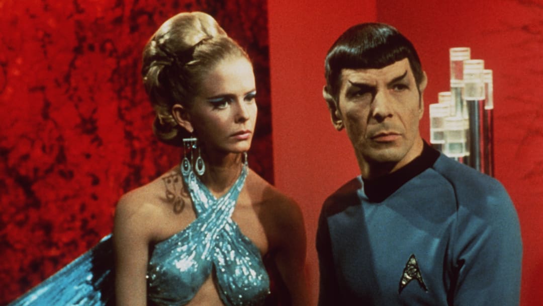 L-R: Diana Ewing as Droxine and Leonard Nimoy as Mr. Spock in Star Trek Season 3's "The Cloud Minders"