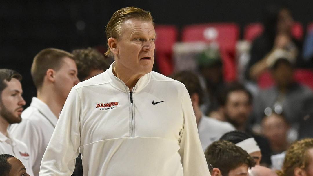 Mar 8, 2026; College Park, Maryland, USA; Illinois Fighting Illini head coach Brad Underwood walks down the court during the first half against the Maryland Terrapins at Xfinity Center. Mandatory Credit: Tommy Gilligan-Imagn Images Mar 8, 2026; College Park, Maryland, USA; Illinois Fighting Illini head coach Brad Underwood walks down the court during the first half against the Maryland Terrapins at Xfinity Center. Mandatory Credit: Tommy Gilligan-Imagn Images