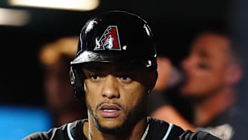Arizona Diamondbacks second base Ketel Marte (4) celebrates scoring a run in the sixth inning against the Colorado Rockies at Coors Field on Aug. 16. 
