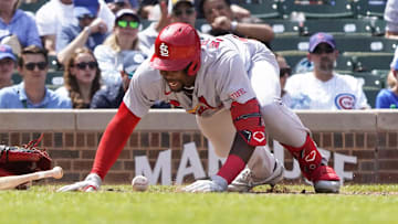 Jul 21, 2023; Chicago, Illinois, USA; St. Louis Cardinals right fielder Jordan Walker (18) is hit by