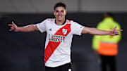 Julian Alvarez celebrando su gol ante San Lorenzo