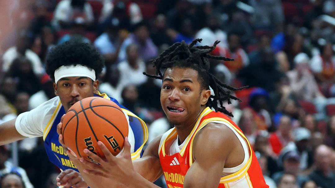Mar 31, 2026; Glendale, AZ, USA; Deron Rippey Jr (0) during the McDonalds All American Boys Game at Desert Diamond Arena. Mandatory Credit: Mark J. Rebilas-Imagn Images Mar 31, 2026; Glendale, AZ, USA; Deron Rippey Jr (0) during the McDonalds All American Boys Game at Desert Diamond Arena. Mandatory Credit: Mark J. Rebilas-Imagn Images