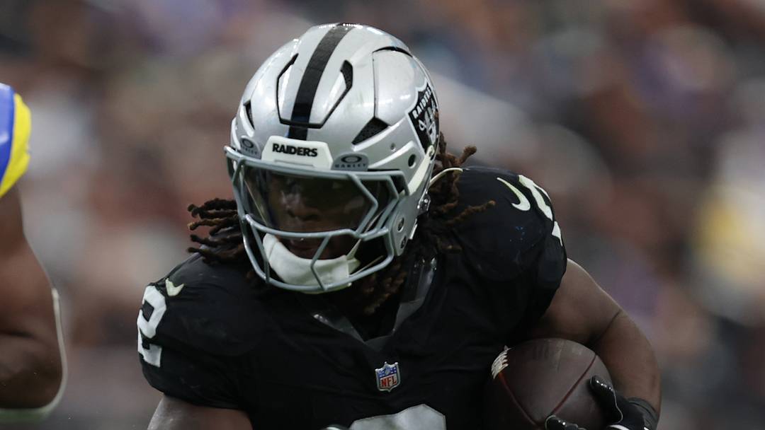 Oct 25, 2026; Paradise, Nevada, USA;  Las Vegas Raiders running back Ashton Jeanty (2) rushes the ball in the second half at Allegiant Stadium.  Mandatory Credit: David Brytus-Imagn Images