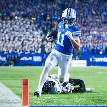 BYU WR Parker Kingston scores a touchdown against TCU