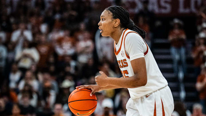 Texas Longhorns forward Madison Booker (35) waits for her team to set up a play in the second half as the Longhorns take on the South Carolina Gamecocks at the Moody Center, Feb. 9, 2025. Texas won the game 66-62.
