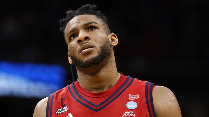 St. John's Red Storm forward Zuby Ejiofor (24) reacts after losing to Duke Blue Devils during a Sweet Sixteen game on March 27, 2026.