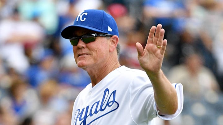 Former Kansas City Royals manager Ned Yost waves to the crowd. Former Kansas City Royals manager Ned Yost waves to the crowd.