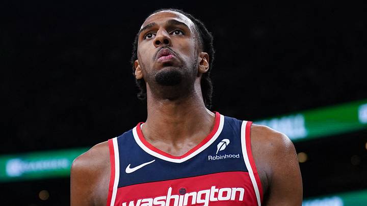Washington Wizards center Alex Sarr (20) reacts against the Boston Celtics in the second half at TD Garden on November 5, 2025.