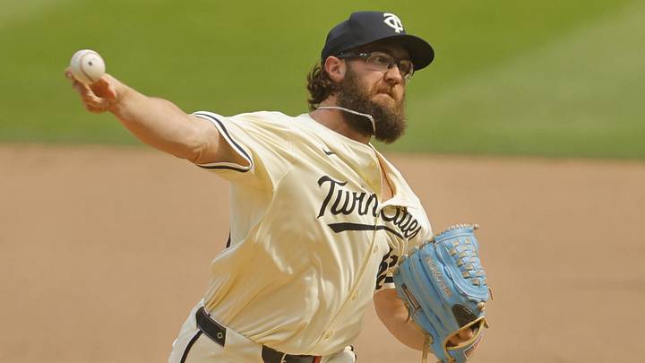 Aug 4, 2024; Minneapolis, Minnesota, USA; Minnesota Twins relief pitcher Randy Dobnak (68) throws to the Chicago White Sox in the eighth inning at Target Field. Mandatory Credit: Bruce Kluckhohn-Imagn Images
