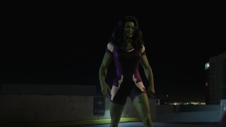 Tatiana Maslany as Jennifer "Jen" Walters/She-Hulk in Marvel Studios' She-Hulk: Attorney at Law, exclusively on Disney+. Photo courtesy of Marvel Studios. © 2022 MARVEL.