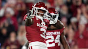 Oklahoma Sooners defensive back Robert Spears-Jennings celebrates after making a tackle against Alabama.