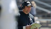 Purdue Boilermakers head coach Barry Odom smiles 