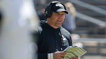 Purdue Boilermakers head coach Barry Odom smiles