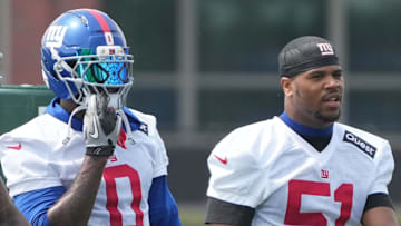 East Rutherford, NJ -- June 5, 2025 -- Linebackers, , Kayvon Thibodeaux, Brian Burns and Abdul Carter as the New York Giants players participate in their 2025 OTAÕs at the Quest Diagnostic Giants Training Center in East Rutherford.