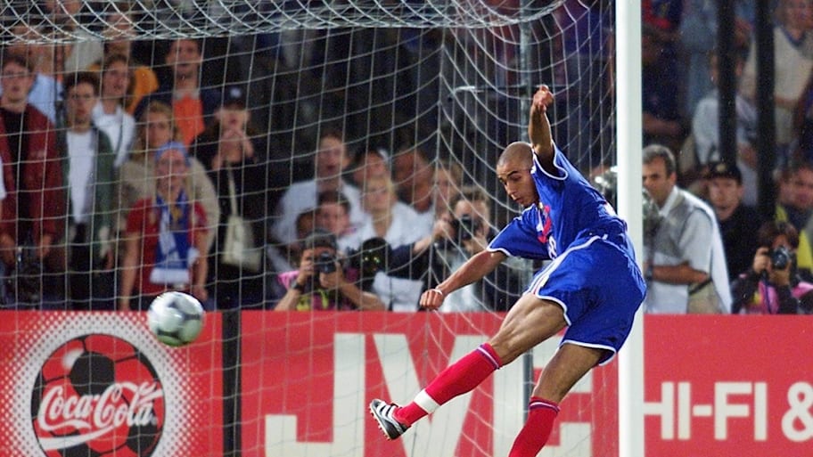 France's David Trezeguet scores one of the most famous 