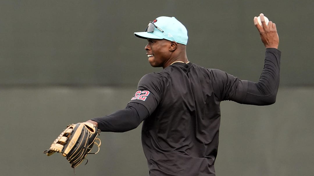 Arizona Diamondbacks outfielder Kristian Robinson during spring training workouts at Salt River Fields at Talking Stick on Feb 17, 2025, in Scottsdale.