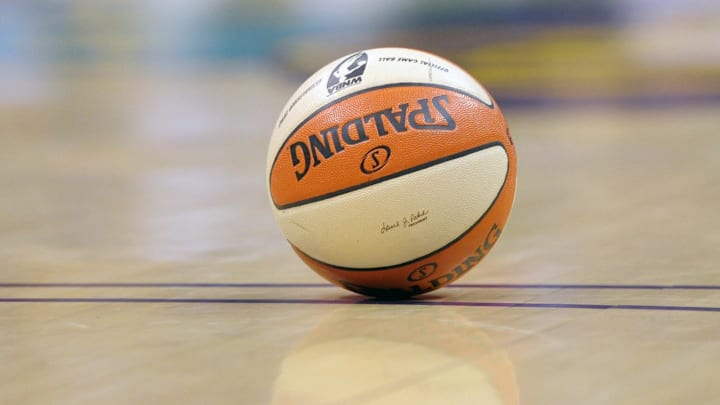 Jul 17, 2011; Los Angeles, CA, USA; General view of a WNBA basketball on the court at the Staples Center during the game between the Washington Mystics and the Los Angeles Sparks. Mandatory Credit: Kirby Lee/Image of Sport-Imagn Images
