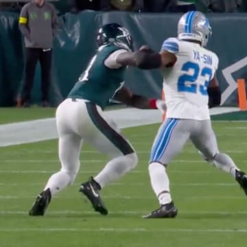 A.J. Brown pushed off, but drew a flag on his defender. 