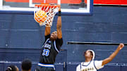 Gibbs High School center Mike Broxton jr (23) slam dunks the ball against Gibbs High School played St. Thomas Aquinas