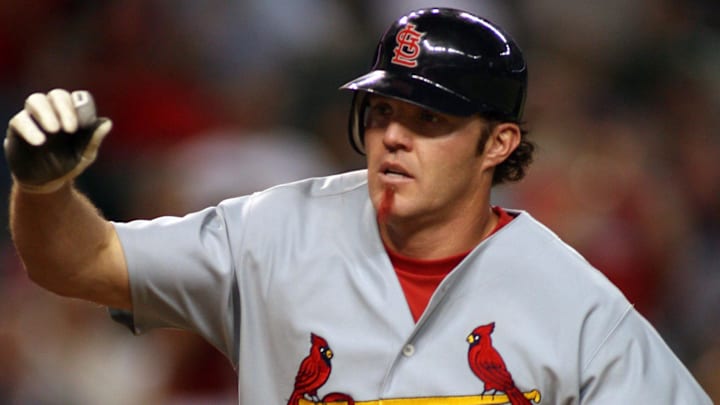 Sept 7, 2006; Phoenix, AZ, USA; St Louis Cardinals third baseman (26) Scott Spiezio hits his second home run of the game during the eighth inning against the Arizona Diamondbacks at Chase Field. Mandatory Credit: Rick Scuteri-US Presswire Copyright Rick Scuteri 
