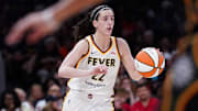Jul 15, 2025; Boston, Massachusetts, USA; Indiana Fever guard Caitlin Clark (22)