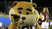 Sep 13, 2025; Berkeley, California, USA; The Minnesota Golden Gopher mascot teases a photographer during the second quarter against the California Golden Bears at California Memorial Stadium. Mandatory Credit: D. Ross Cameron-Imagn Images