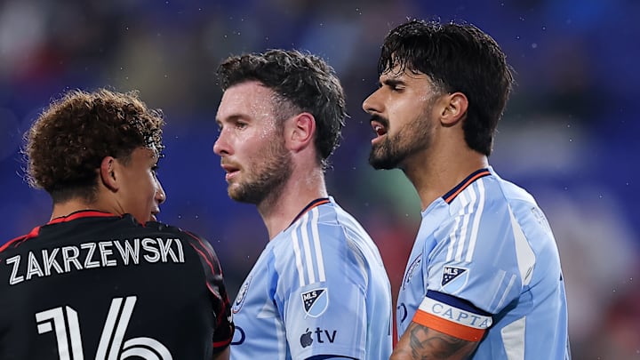 Aiden O'Neill and Thiago Martins of NYCFC