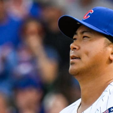 Chicago Cubs relief pitcher Shota Imanaga (18) reacts after giving up a two-run home run in the fifth inning against the San Diego Padres.