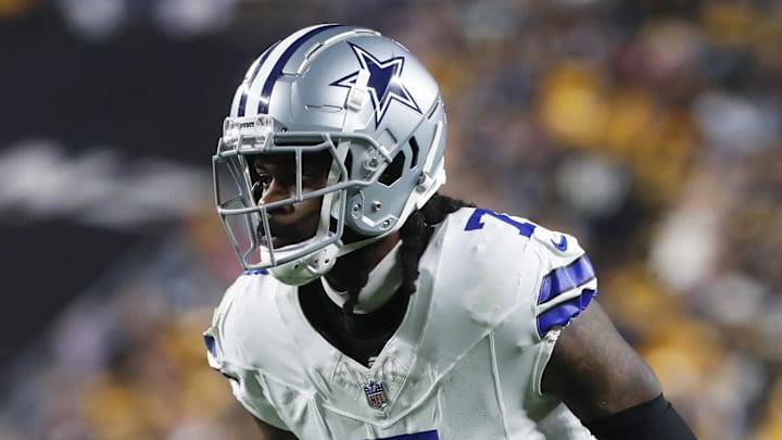 Dallas Cowboys cornerback Trevon Diggs prepares for a play.