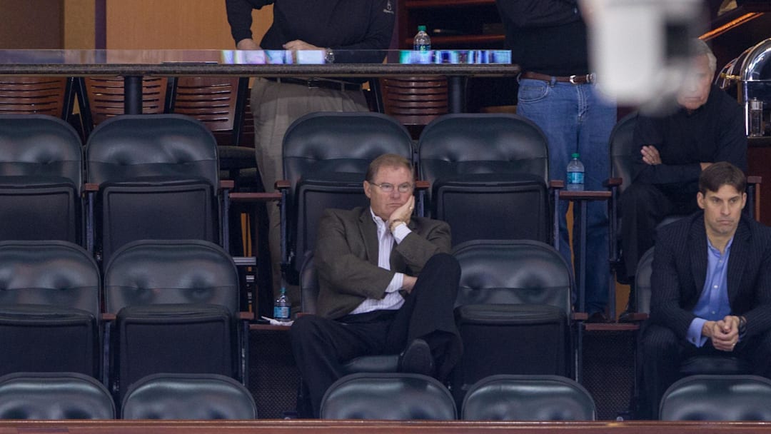 Apr 26, 2013; St. Paul, MN, USA; Minnesota Wild owner Craig Leipold looks on from his suite during the third period against the Edmonton Oilers at the Xcel Energy Center. The Oilers defeated the Wild 6-1. Mandatory Credit: Brace Hemmelgarn-Imagn Images