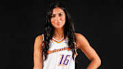 Megan McConnell poses at the Mercury's media day.