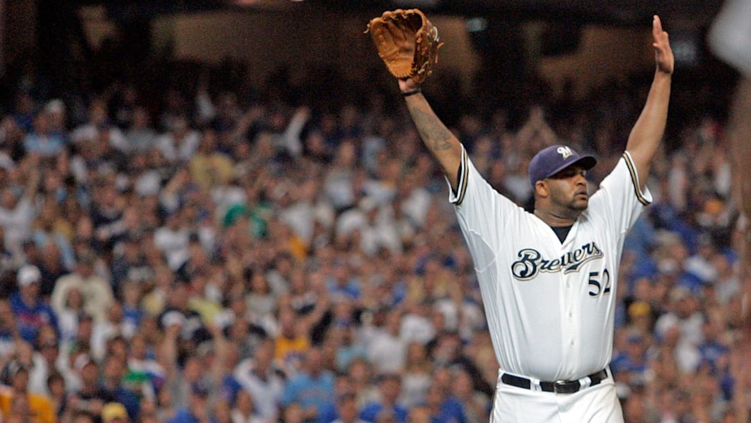 Milwaukee Brewers' CC Sabathia celebrates after beating the Chicago Cubs at Miller Park Sunday, September 28, 2008.

Brewers29 Spt Sieu 10