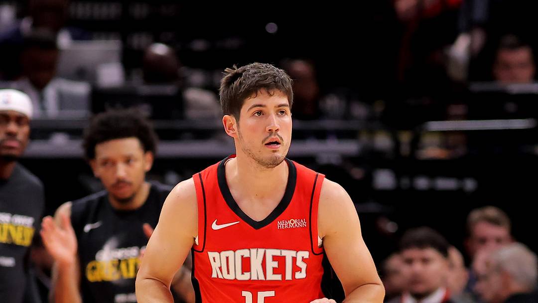 May 1, 2026; Houston, Texas, USA; Houston Rockets guard Reed Sheppard (15) handles the ball against the Los Angeles Lakers during the first quarter game six of the first round of the 2026 NBA Playoffs at Toyota Center. Mandatory Credit: Erik Williams-Imagn Images