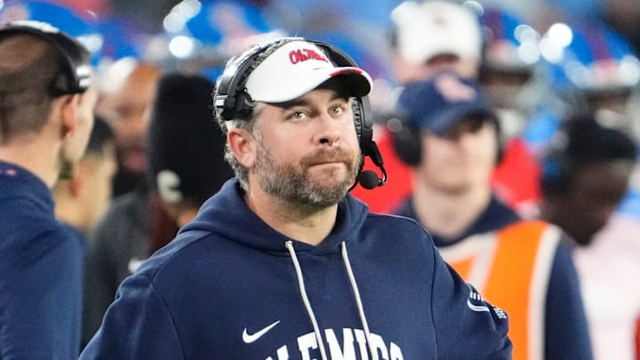 Mississippi Rebels head coach Pete Golding in the first half during the Vrbo Fiesta Bowl and CFP semifinal game at State Farm Stadium on Jan. 8, 2026, in Glendale.