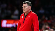 Nov 7, 2025; Tucson, Arizona, USA; Arizona Wildcats head coach Tommy Lloyd watches the game from the sidelines during the first half of the game against the Utah Tech Trailblazers at McKale Memorial Center. Mandatory Credit: Aryanna Frank-Imagn Images