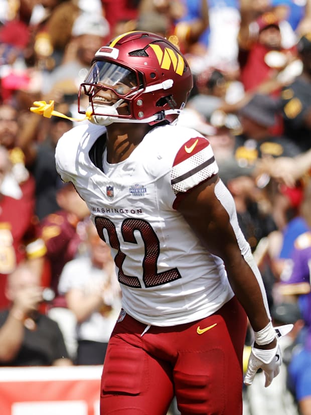 Washington Commanders running back Jacory Croskey-Merritt (22).