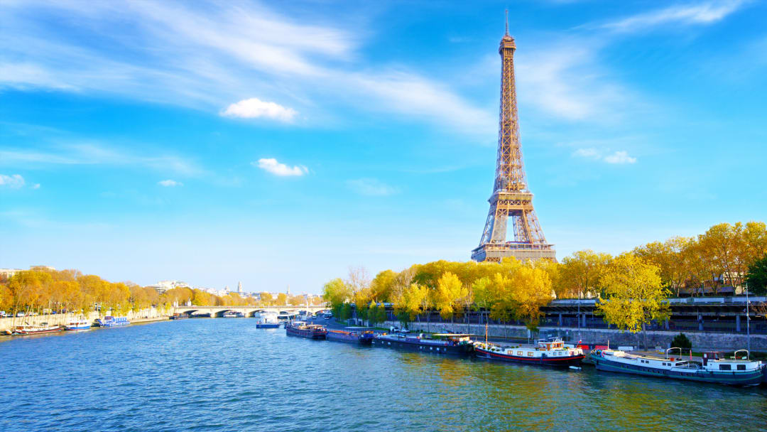 The Eiffel Tower along the River Seine.