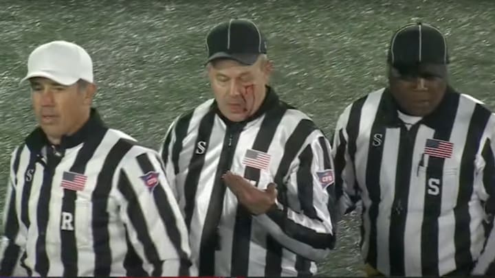 A referee suffered a cut during the Go Bowling Military Bowl.