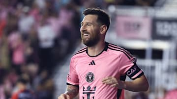 Lionel Messi celebrating against New England Revolution
