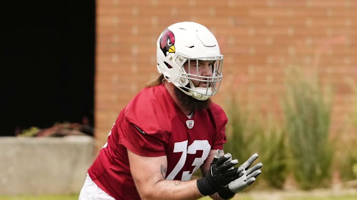 Arizona Cardinals offensive lineman Jonah Williams (73) during organized team activities in Tempe on May 20, 2024.