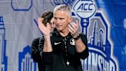 Dec 2, 2023; Charlotte, NC, USA; Florida State Seminoles head coach Mike Norvell during warm ups against the Louisville Cardinals at Bank of America Stadium. Mandatory Credit: Jim Dedmon-Imagn Images
